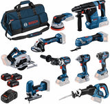 Bosch blauw 0615a5004g | accu combiset 18v 10 machines in tas (3x 5.0ah accu + lader) - 0615a5004g