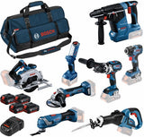 Bosch blauw 0615a5004a | accu combiset 18v 8 machines in tas (4x 5.0ah accu + lader) - 0615a5004a