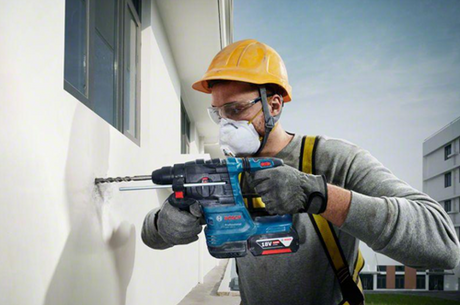 Bosch blauw bosch accu boorhamer met sds plus gbh 18v-22 met stofafzuiging ...