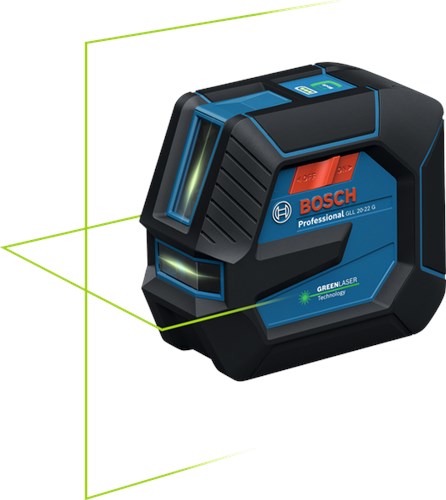 Bosch blauw bosch professional gll 20-22 g - lijnlaser - (1 x accu ba 3.7v li-ion 3.0ah xl, laserrichtbord, houder lb10, usb-a naar usb-c kabel, tas)