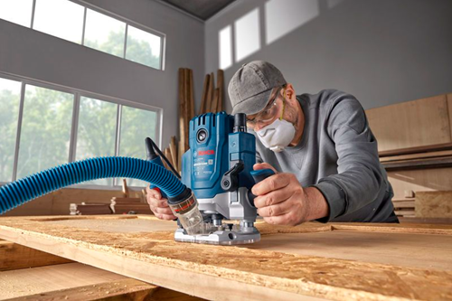 Routeur Bosch bleu gof 20-12 | y compris clé, guide parallèle, 2x pinces, 2x adaptateurs anti-poussière, guide à rouleaux - 0601627221