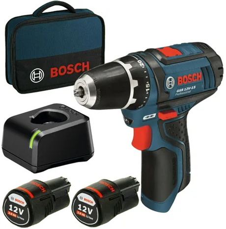 Perceuse-perceuse sans fil Bosch bleue gsr 12v-15 | Batterie lithium-ion 12 V 2,0 Ah - 060186810f