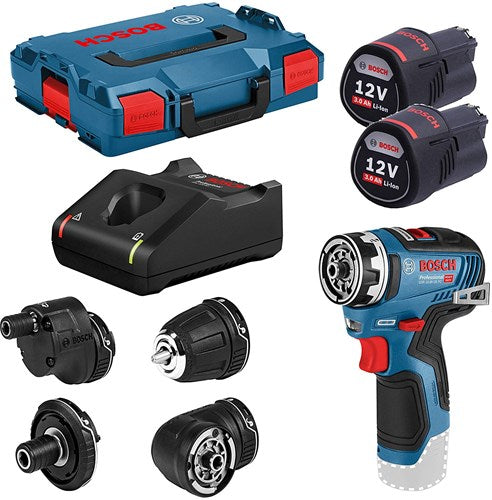 Perceuse-visseuse sans fil Bosch GSR 12V-35 FC bleue + accessoires | 2 piles 3,0 Ah | dans l-boxx - 06019h3000