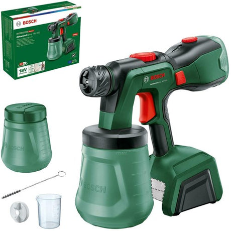 Bosch advancedspray 18v-500 - pulvérisateur de peinture - avec brosse de nettoyage - tasse à mesurer - récipient de peinture avec couvercle - buse de pulvérisation fine - sans batterie ni chargeur