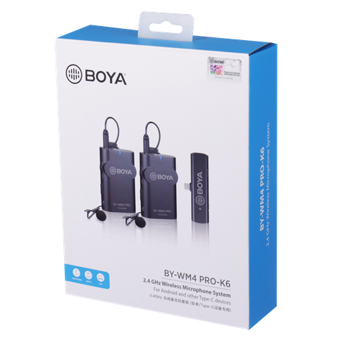 Boya 2,4 GHz Duo Lavalier Mikrofon bezprzewodowy przez WM4 Pro-K6 na Androida