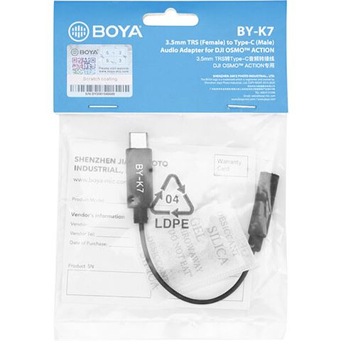 Adaptador universal Boya BY-K7 3.5 mm TRS a USB-C para DJI Osmo Action