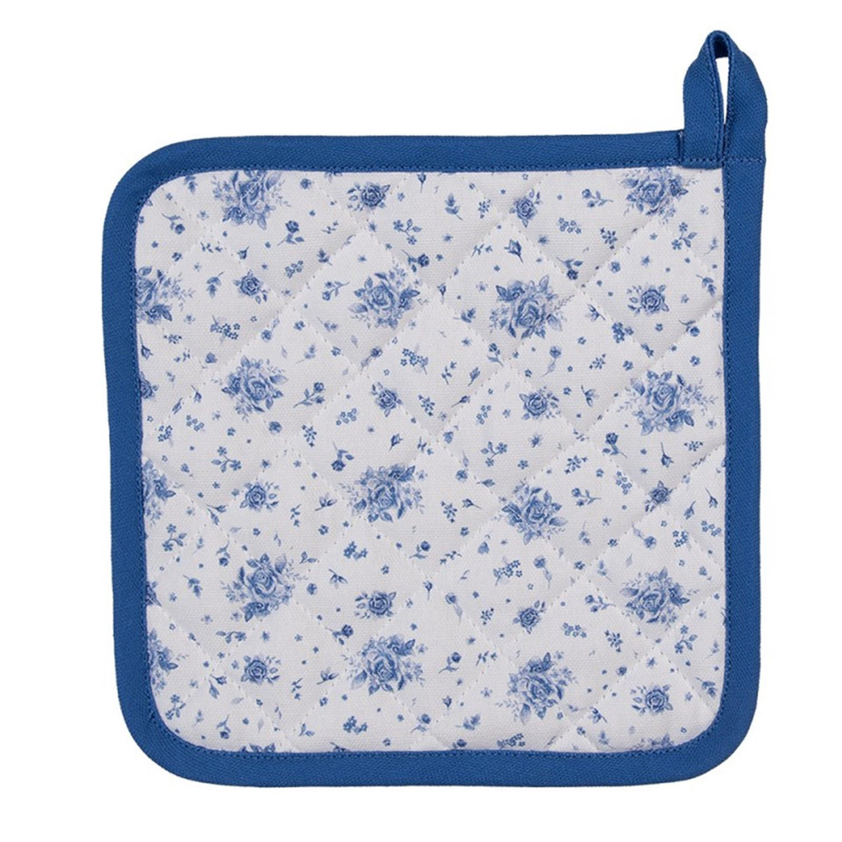 Clayre eef manique roses blanc bleu 20x20cm coton