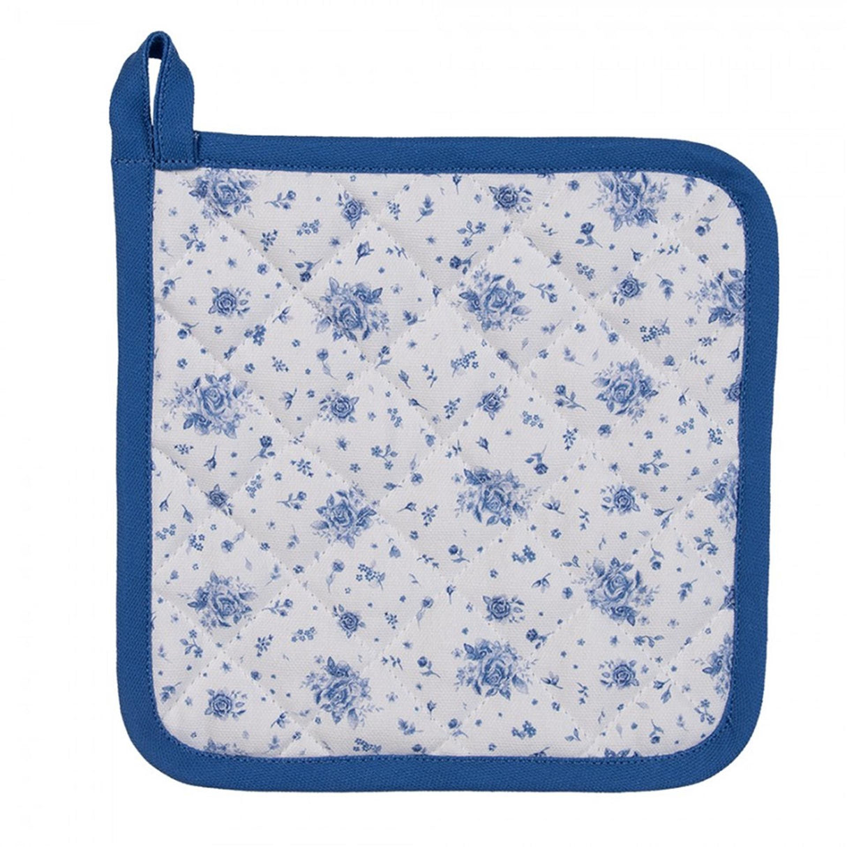 Clayre eef manique roses blanc bleu 20x20cm coton