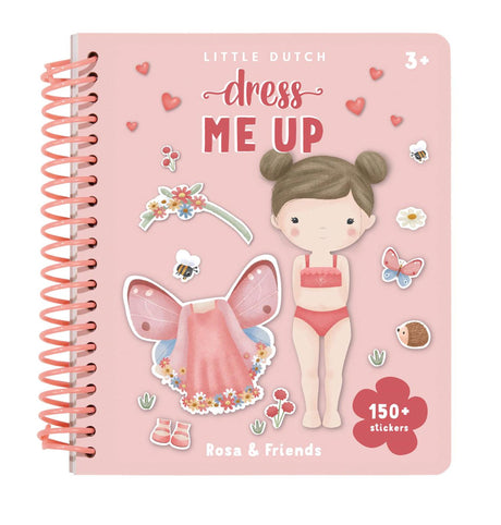 Little dutch sticker- en aankleedboek dress me up rosa friends - bambolino toys cadeau tip