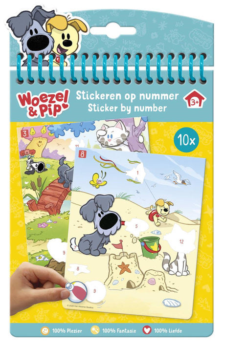 Woezel pip sticker sticker by number boek - educatief speelgoed junior vanaf 3 jaar stickeren en kleuren - stickeren op nummer