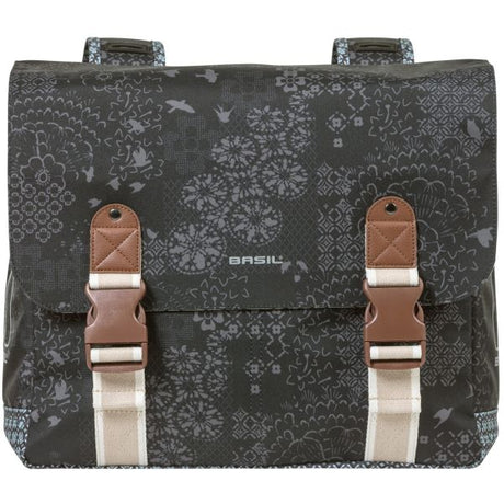Basil Bohème Double Bicycle Bag - Black - 35L - Water -repellent - Détails d'apprentissage de l'art