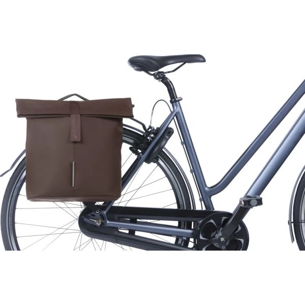 Sacoche de vélo double Basil City Mik 28-32 litres - marron rôti