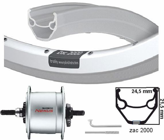 KGS framhjul 28 tum (622) Naafdynamo RB 6V 2.4 W Rim Silver