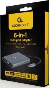 Cableexpert Adaptateur multiple USB-C 6-en-1 Station d'accueil USB-C 6 voies - 9530506