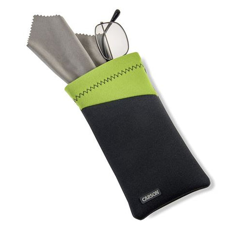 Etui à lunettes Carson en néoprène avec chiffon microfibre - gris vert