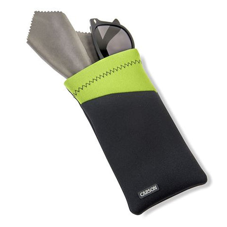Etui à lunettes Carson en néoprène avec chiffon microfibre - gris vert