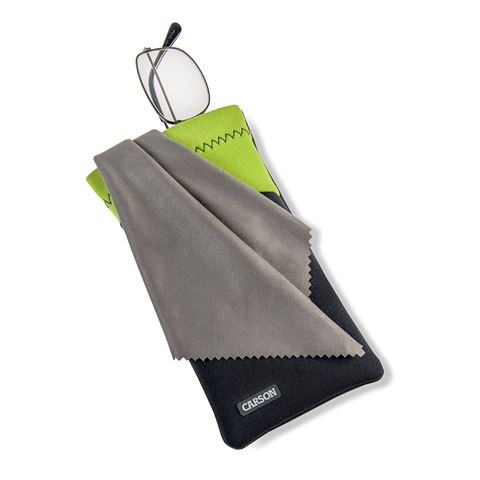 Etui à lunettes Carson en néoprène avec chiffon microfibre - gris vert