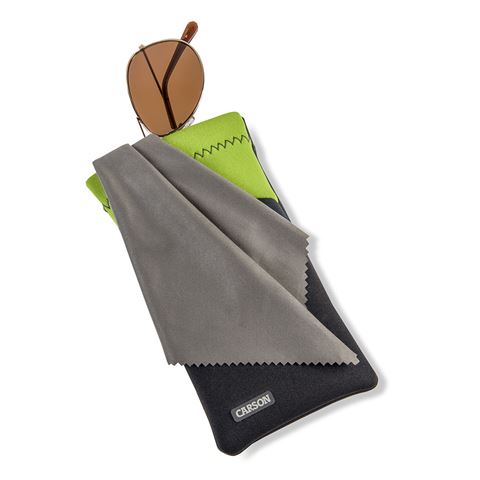 Etui à lunettes Carson en néoprène avec chiffon microfibre - gris vert