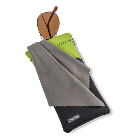 Coperchio di vetro di neoprene Carson con stoffa in microfibra - verde grigio