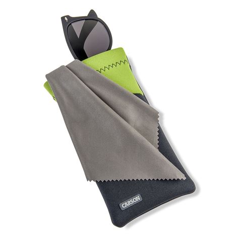 Coperchio di vetro di neoprene Carson con stoffa in microfibra - verde grigio