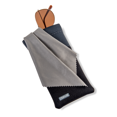 Etui à lunettes Carson en néoprène avec chiffon microfibre - gris noir