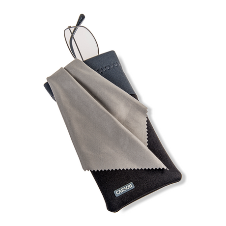 Etui à lunettes Carson en néoprène avec chiffon microfibre - gris noir