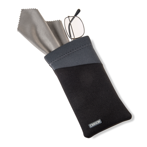 Etui à lunettes Carson en néoprène avec chiffon microfibre - gris noir