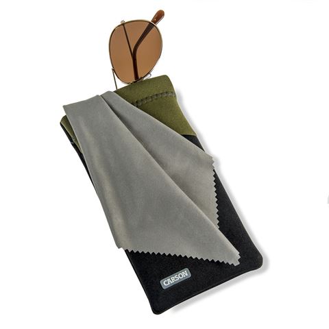 Etui à lunettes Carson en néoprène avec chiffon microfibre - olive noire