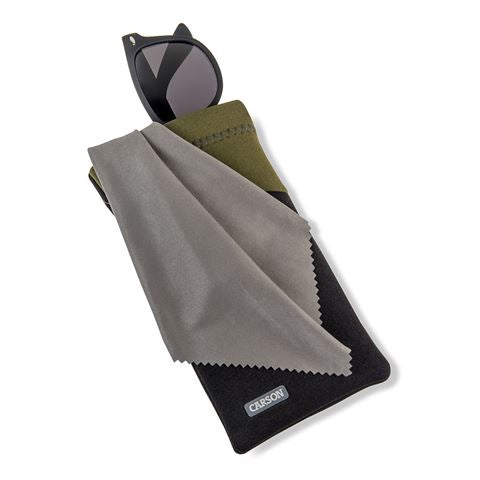 Etui à lunettes Carson en néoprène avec chiffon microfibre - olive noire