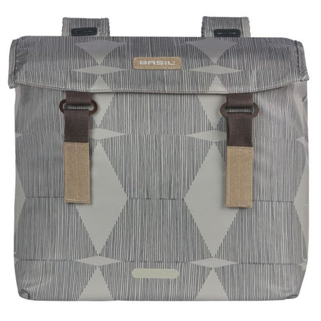 Basil Elegance Double Bicycle Bag, Chateau Taupe, animal de compagnie recyclé, pont universel, 40-49L