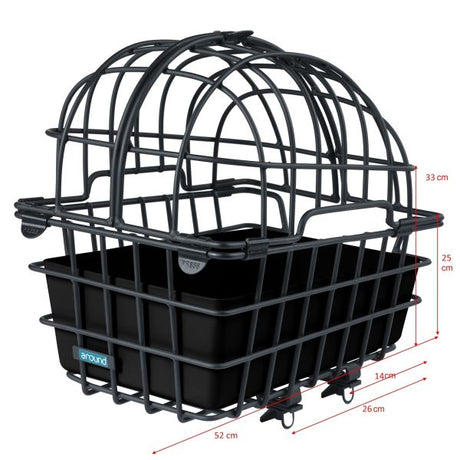 Autour du panier à vélo pour animaux Luna XL incl. système fix - noir mat