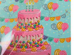 Peinture diamant Van der Doelen - gâteau joyeux anniversaire - 18x18 cm