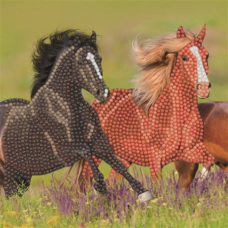 Peinture diamant Van der Doelen - carte avec chevaux - 18x18 cm