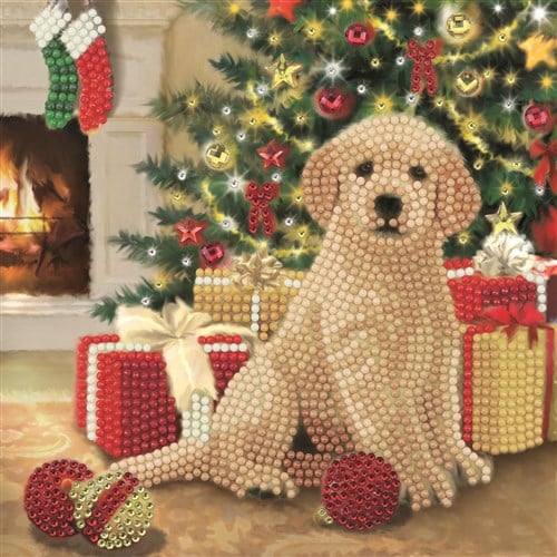 Jonotoys diamant peinture - Carte de Noël chiots premier Noël