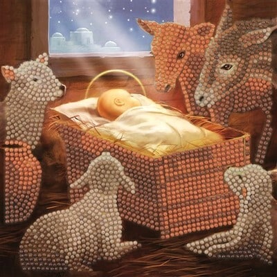 Peinture diamant Brandunit - Carte de Noël bébé dans la crèche - 18x18 cm