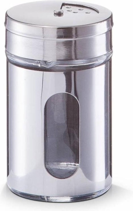 Excellent shaker à épices en verre et acier inoxydable ø5xh8cm