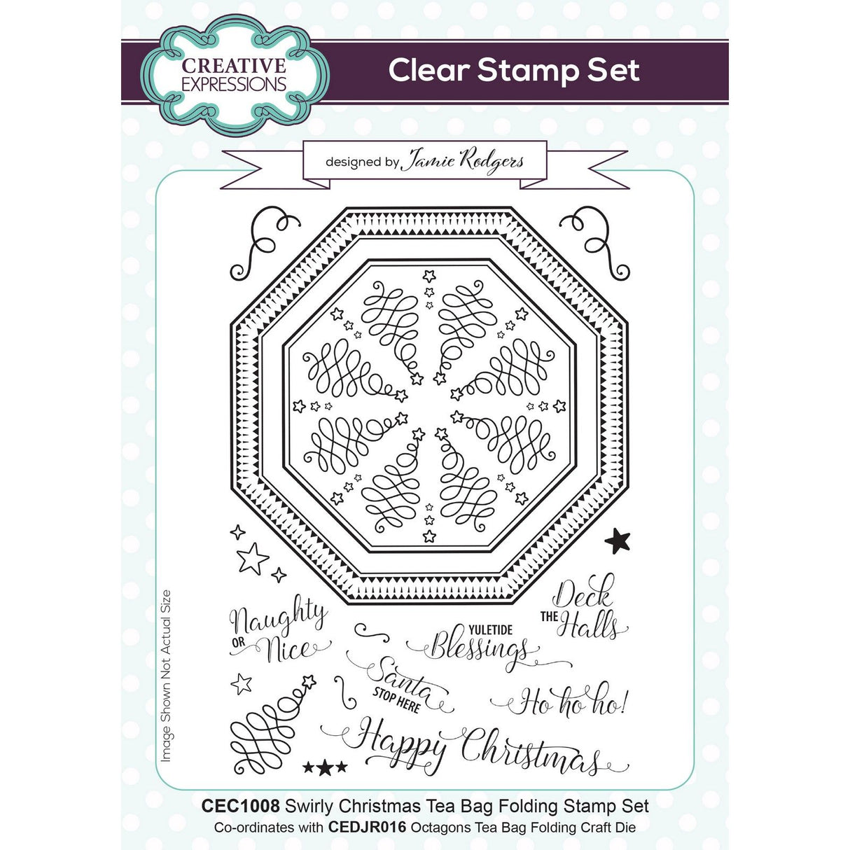 Creative expressions • tea bag folding clear stempel set swirly christmas
