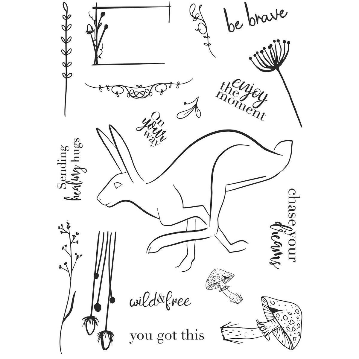 Expressions créatives • jeu de tampons transparents a5 be brave