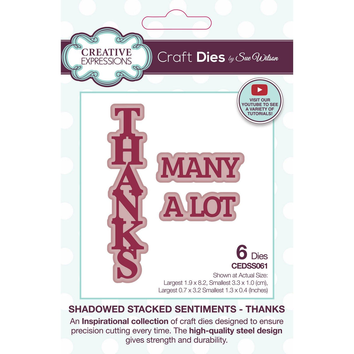 Creative expressions • sue wilson thanks shadowed stacked sentiment craft die