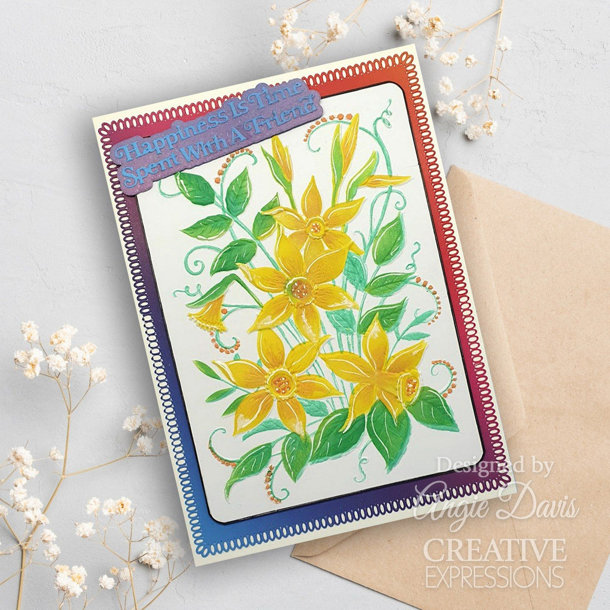 Creative expressions • companion colouring stencil daffodil dreams 2pcs
