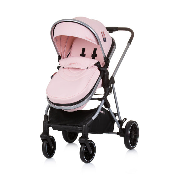Chipolino aura poussette 3-en-1 pliable avec sac à couches rose