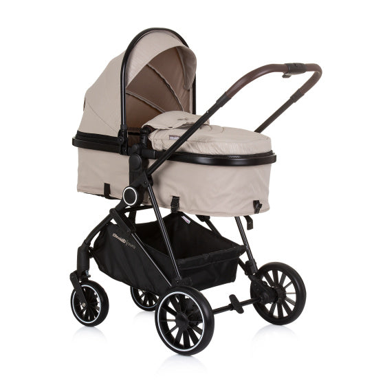 Chipolino Aura pliable 3-en-1 Pram avec sac à couches macadamia beige zwart