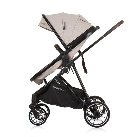 Chipolino Aura pliable 3-en-1 Pram avec sac à couches macadamia beige zwart
