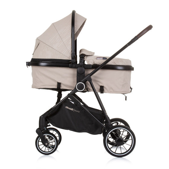 Chipolino Aura pliable 3-en-1 Pram avec sac à couches macadamia beige zwart
