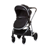 Chipolino Aura pliable 3-en-1 Pram avec sac à couches Obsidian noir argent