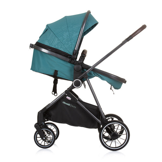 Chipolino aura poussette 3-en-1 pliable avec sac à couches bleu pétrole noir