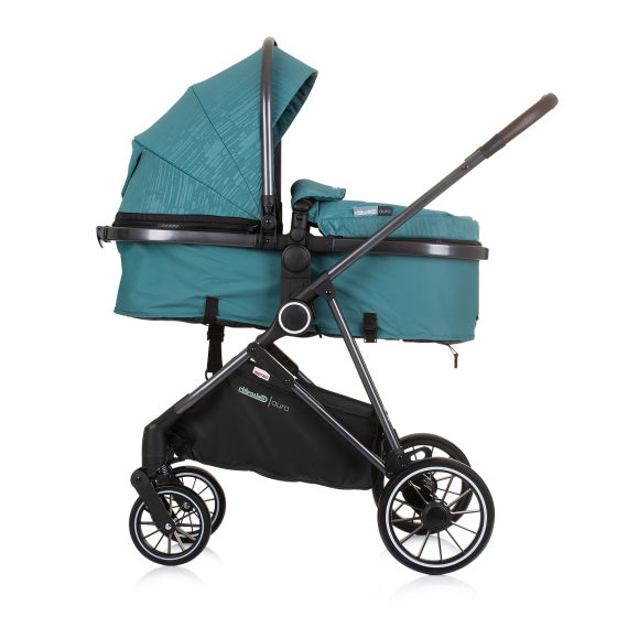 Chipolino aura poussette 3-en-1 pliable avec sac à couches bleu pétrole noir