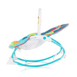 Chipolino apprécie la chaise à bascule avec de la musique et des vibrations apaisantes multicolores