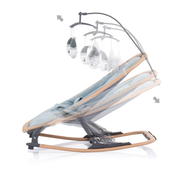 Chipolino Velvet pliable chaise à bascule avec bois de ciel mobile