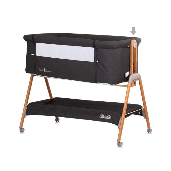 Chipolino Sweet Dreams Co-Sleeper avec le côté pliant en bois graphite en bois anthracite